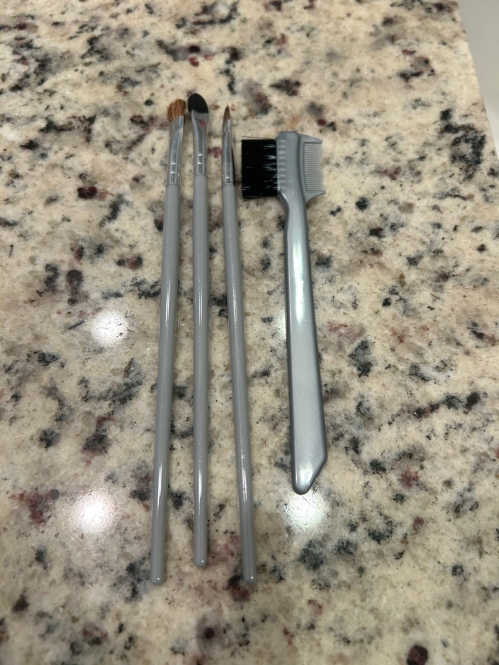 Gray Makeup Brush Set with Brow Comb